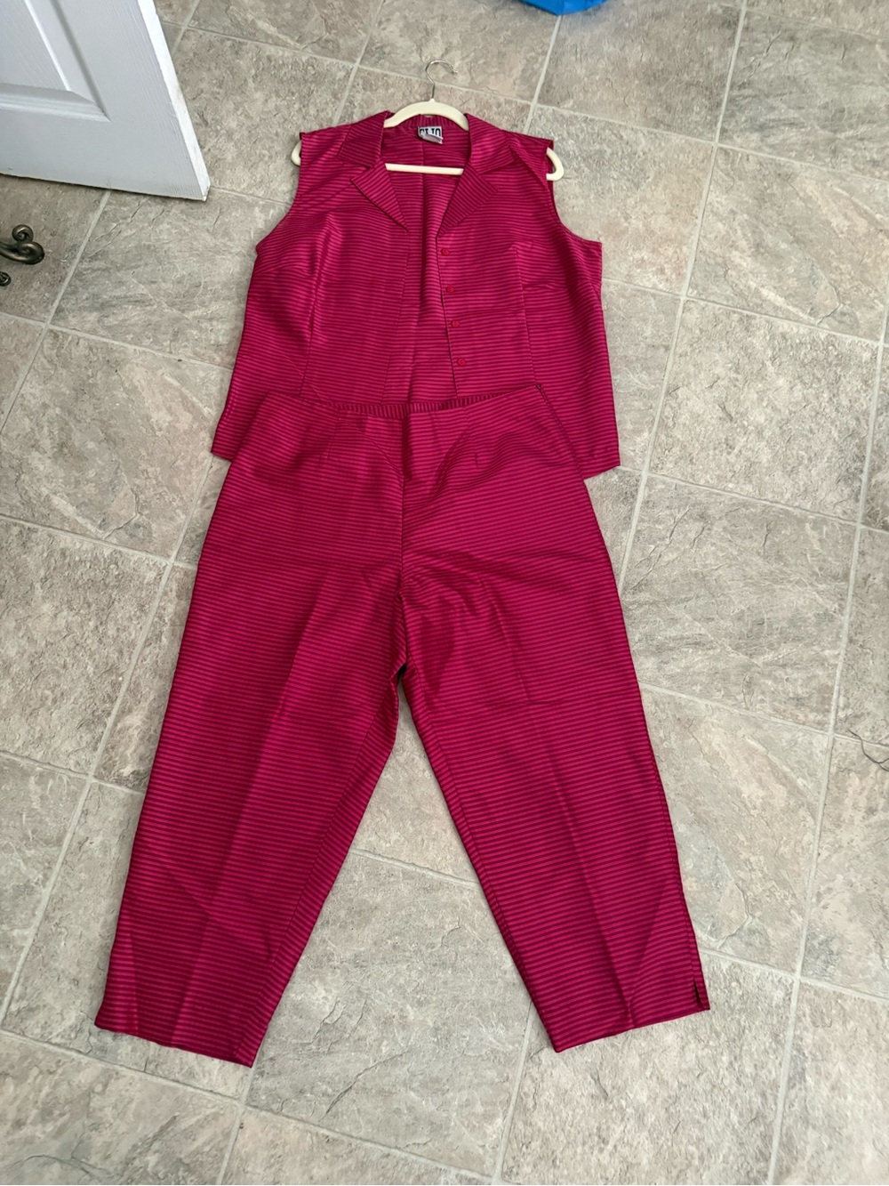 Clio Magenta Striped Sleeveless Jumpsuit